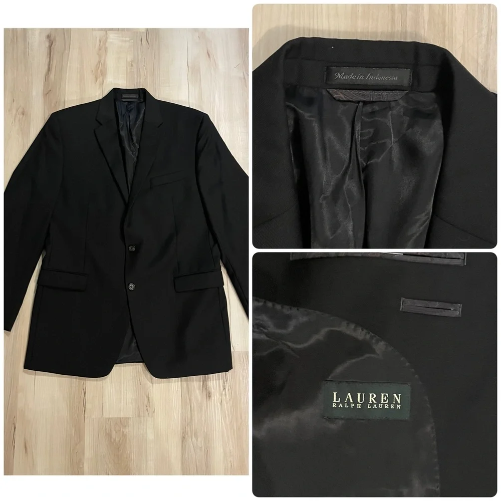 Lauren Ralph Lauren Wool Blazer amen’s Size 42L Black Classic Single Breasted